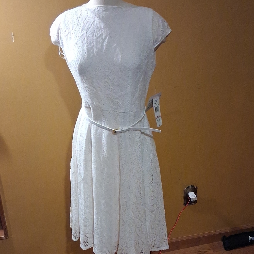 Evan Picone White Lace Dress